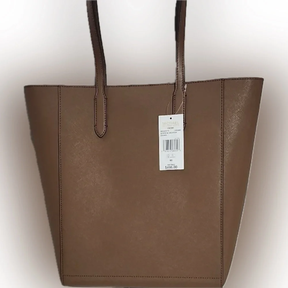 👜Michael Kors Large Saffiano Leather Tote Bag with Removable Card Case Brown NWT
